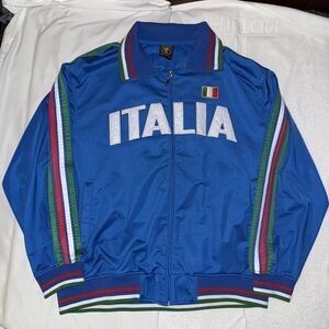 Futbol Italia Jacket Blue Activewear Unisex Zip Pockets Italy Soccer Size XXL